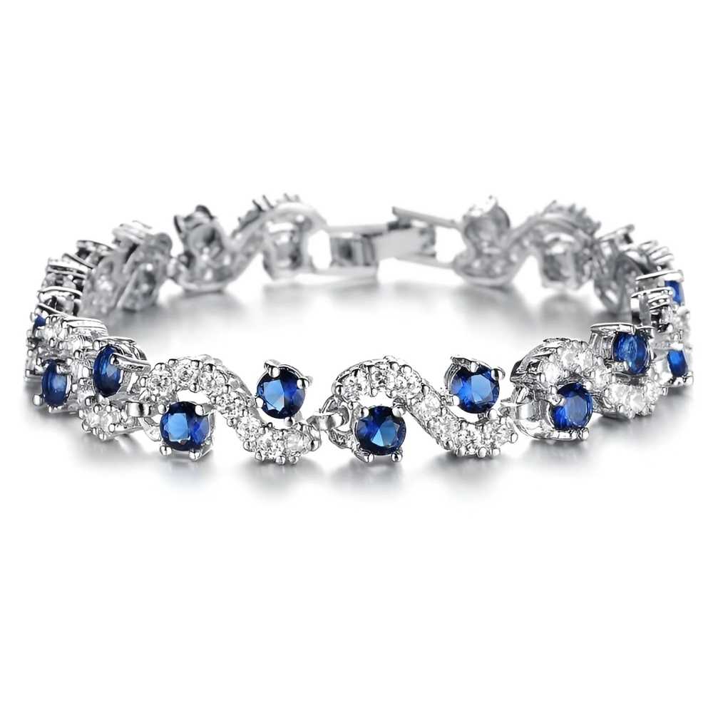 Elegant Silver and Blue Gemstone Bracelet